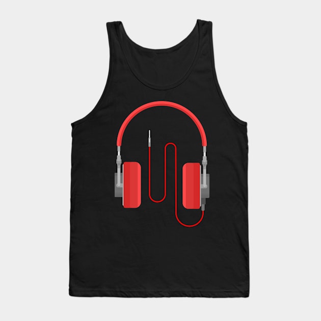 Red headphones Tank Top by Mihahanya